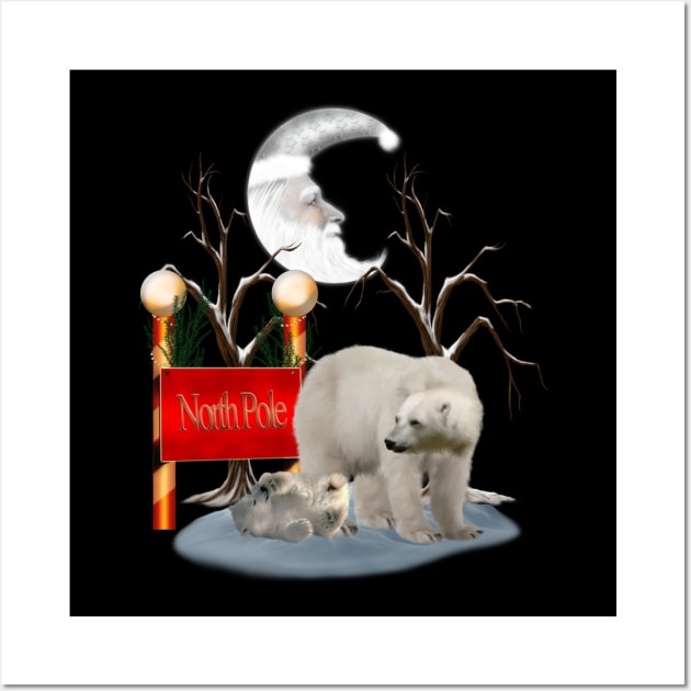 Merry Christmas, polar bear with cub Wall Art by Nicky2342